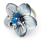Wholesale Agate and Crystal and Shell Flower Adjustable Ring
