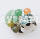 Popular Multi Color Round And Oval Stone And Crystal Loops Ring Adjustable