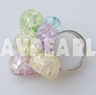 Wholesale Nice Colorful Burst Pattern Crystal Loop Charm Adjustable Ring