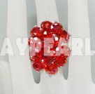 Fashion Manmade Cluster Red Crystal Flower Adjustable Ring