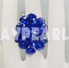 Fashion Manmade Dark Blue Cluster Crystal Flower Adjustable Ring