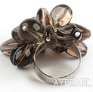 Wholesale Natural Loop Smoky Quartz Chips Cluster Adjustable Finger Ring