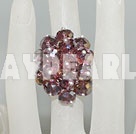 Fashion Manmade Cluster Wine Red Crystal Flower Adjustable Ring