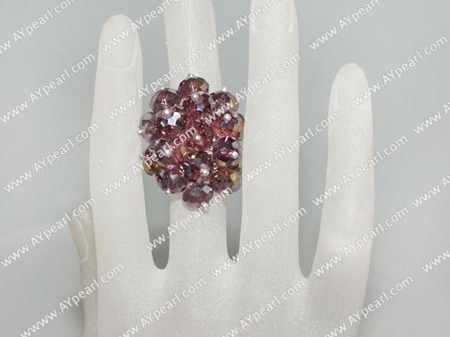 Fashion Manmade Cluster Wine Red Crystal Flower Adjustable Ring