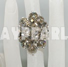 Wholesale Lovely Manmade Cluster Smoky Color Crystal Flower Adjustable Ring