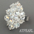Wholesale Fashion Style Clear Crystal Flower Adjustable Ring