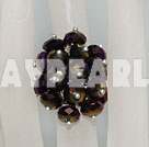 Wholesale Beautiful Manmade Cluster Colorful Crystal Flower Adjustable Ring