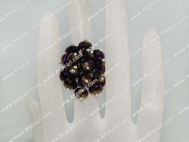 Beautiful Manmade Cluster Colorful Crystal Flower Adjustable Ring