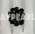 Wholesale Popular Manmade Cluster Black Crystal Flower Adjustable Ring