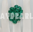 Wholesale Fashion Manmade Cluster Style Dark Green Crystal Flower Adjustable Ring