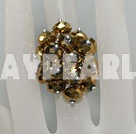 Popular Manmade Golden Cluster Crystal Flower Adjustable Ring