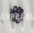 Fashion Manmade Cluster Style Purple Crystal Flower Adjustable Ring