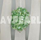 Lovely Manmade Cluster Style Apple Green Crystal Flower Adjustable Ring