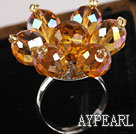 Wholesale Gorgeous 8*12Mm Champagne Crystal Flower Adjustable Ring