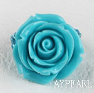 Admirably Turquoise Blue Color Rose Acrylic And Glass Beads Elastic Ring 