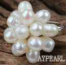 Natural White Freshwater Pearl Lotus Shape Adjustable Ring