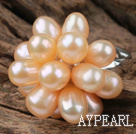 Natural Pink Freshwater Pearl Lotus Shape Adjustable Ring