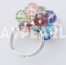 Wholesale Beautiful Multi Colorful Crystal Cluster Ring With Adjustable Metal