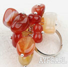 Wholesale Fashion Assorted Loop Chain Red Agate Stone Adjustable Ring
