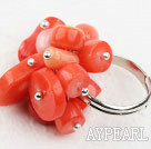 Wholesale Fashion Cluster Style Multi Red Coral Adjustable Loops Ring