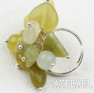 Wholesale Assorted Cluster Style Multi Yellow Olive Jade Loop Chain Adjustable Ring