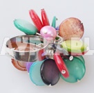Wholesale Lovely Dyed Pearl And Multi Color Disc Shell Adjustable Ring