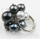 Wholesale Classic Design Black and White Seashell Beads Adjustable Ring