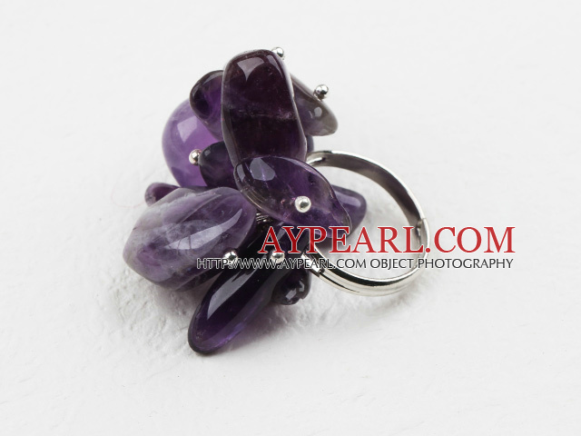 Classic Design Assorted Amethyst Adjustable Ring