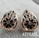 Fashion Style Drop Shape Rhinestone Gold Plated Hypoallergenic Studs Earrings