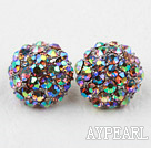 Fashion Style Half Ball Shape Multi Color Rhinestone Studs Earrings