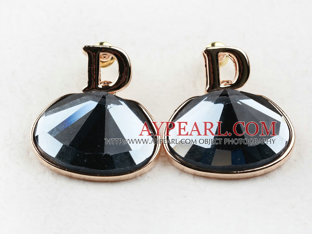 Fashion Style Big Immitation Gemstone Rhinestone Gold Plated Hypoallergenic Studs Earrings
