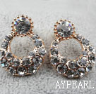 Fashion Style Ring Shape Rhinestone Gold Plated Hypoallergenic Studs Earrings