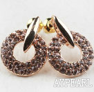 Fashion Style Donuts Shape Rhinestone Gold Plated Hypoallergenic Studs Earrings