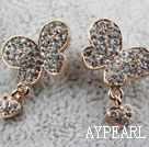Fashion Style Butterfly Shape Rhinestone with Heart Accessories Gold Plated Hypoallergenic Studs Earrings