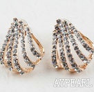 Fashion Style Hollow Claw Shape Rhinestone Gold Plated Hypoallergenic Studs Earrings