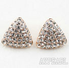 Fashion Style Triangle Shape Rhinestone Gold Plated Hypoallergenic Studs Earrings