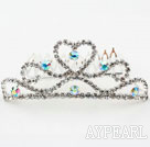Heart Shape Alloy With Rhinestones Wedding Bridal Tiara with Combs