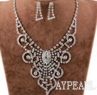 Lace Shape Fashion Alloy With Rhinestones Wedding Bridal Jewelry Set(Necklace and Matched Earrings)