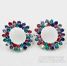 Fashion Style Annulus Shape Multi Color Rhinstone Studs Earrings
