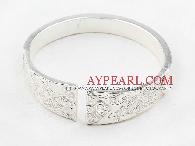 Big Style Sterling Silver(99.9% Silver) Bangle (With the Pattern of Plum Blossom, Bamboo and Chrysanthemum )