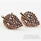 Fashion Style Leaf Shape Rhinestone Gold Plated Hypoallergenic Studs Earrings
