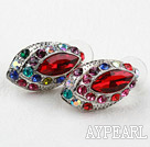 Fashion Style Horse Eye Shape Imitation Ruby and Multi Color Rhinestone Studs Earrings