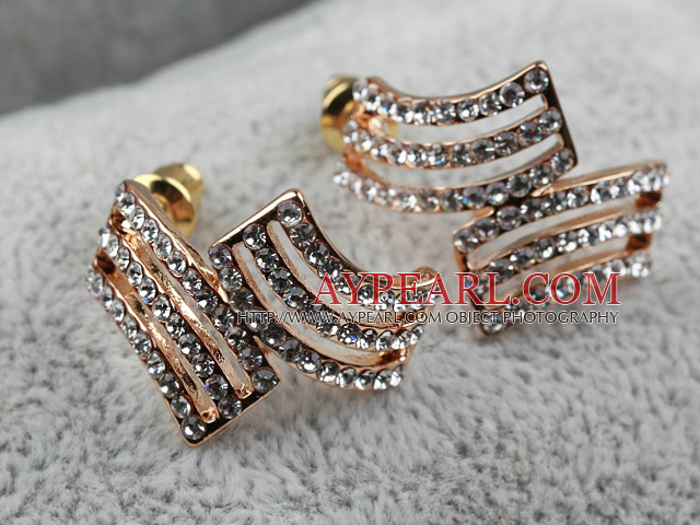 Fashion Style Irregular Shape Rhinestone Gold Plated Hypoallergenic Studs Earrings