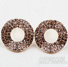 Fashion Style Donuts Shape Rhinestone Gold Plated Hypoallergenic Studs Earrings