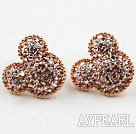 Fashion Style Mickey Shape Rhinestone Gold Plated Hypoallergenic Studs Earrings