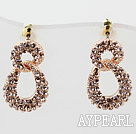 Fashion Style Digital 8 Shaped Rhinestone Gold Plated Hypoallergenic Studs Earrings