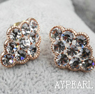 Fashion Style Cloud Shape Rhinestone Gold Plated Hypoallergenic Studs Earrings