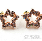 Fashion Style Star Shape Rhinestone Gold Plated Hypoallergenic Studs Earrings