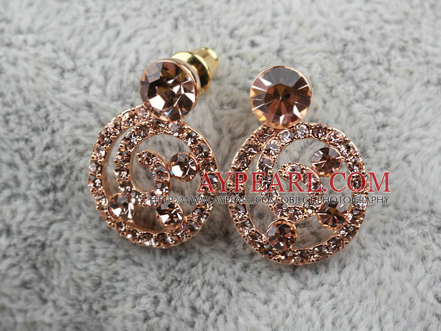 Fashion Style Snail Shape Rhinestone Gold Plated Hypoallergenic Studs Earrings