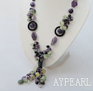 natural amethyst green gem necklace with toggle clasp